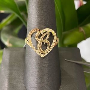 10K Yellow Gold Initial "C" Ring